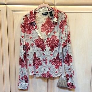 💥 Y2K NY&Co. Mesh Long Sleeve Button Down Top